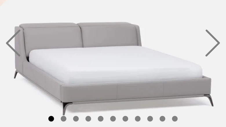 Grey Leather Platform Queen Bed Frame- Structube - photo 3