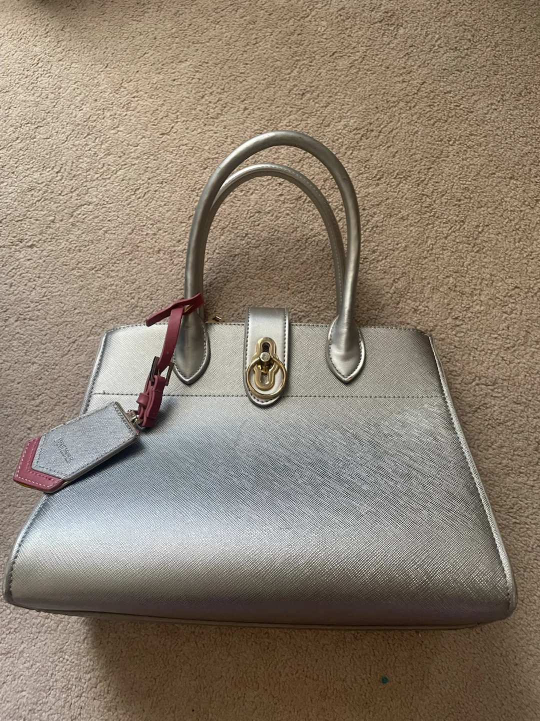 Silver Satchel Handbag