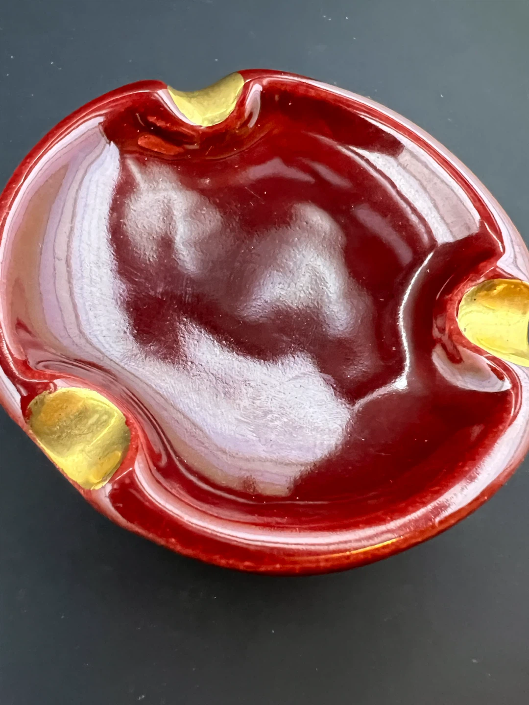 Vintage Red and Gold Ceramic Ashtray/Catchall Dish - photo 3