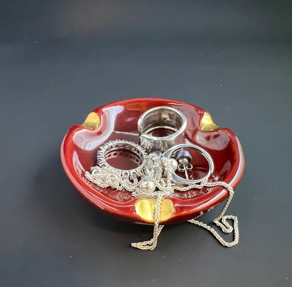 Vintage Red and Gold Ceramic Ashtray/Catchall Dish - photo 5