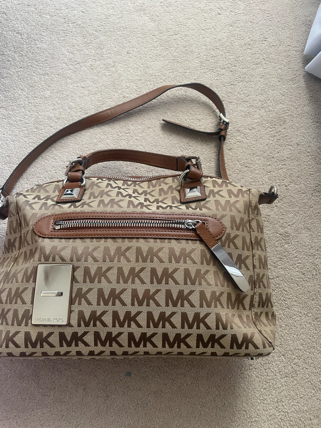 Michael Kors Signature Monogram Satchel Handbag