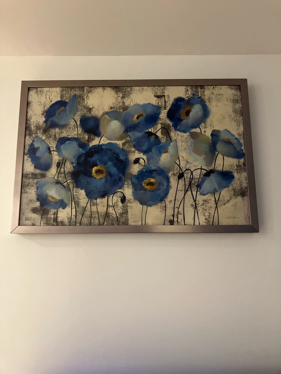 Framed Blue Poppy Floral Art Print - photo 2