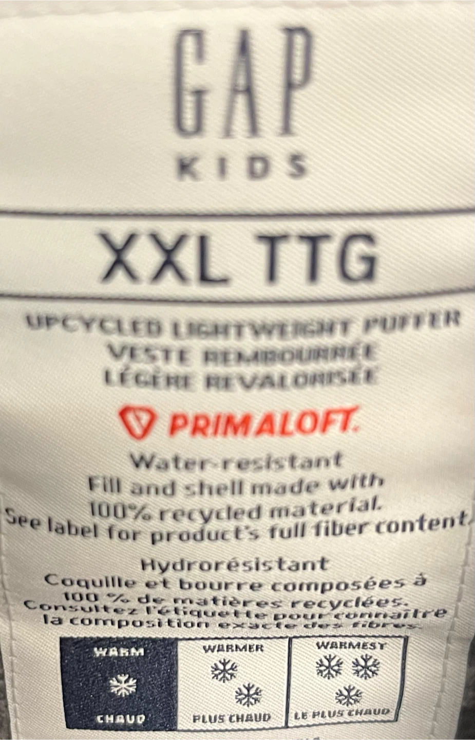 Gap Kids Upcycled Light Weight Puffer Jacket - XXL TTG - photo 2