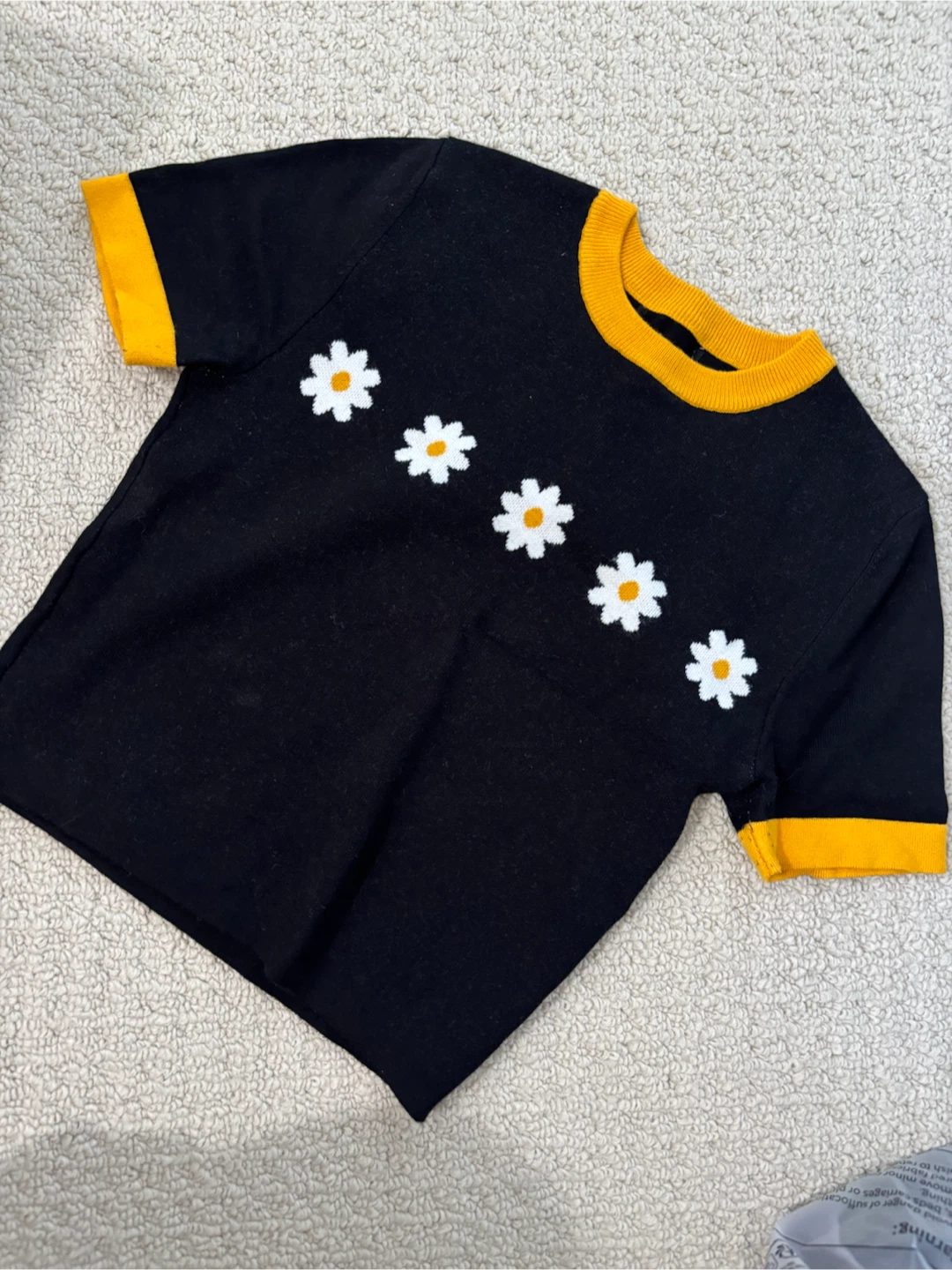 Black Daisy Ringer T-Shirt