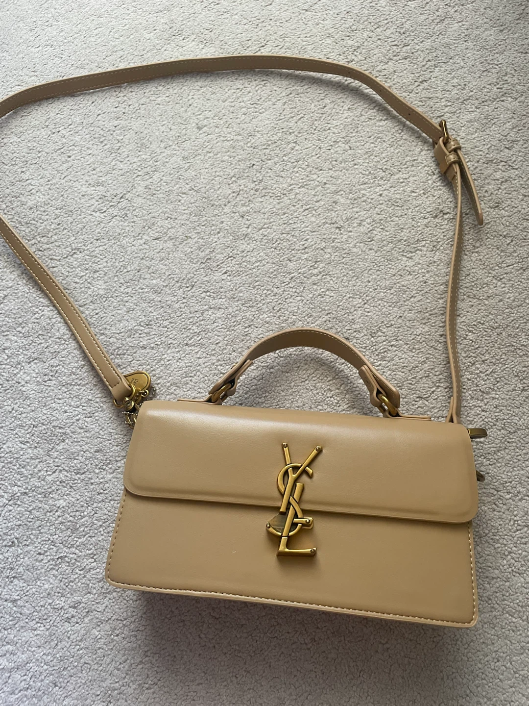 Saint Laurent Monogramme Chain Wallet Beige