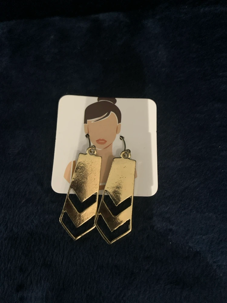 Gold Tone Chevron Dangle Earrings