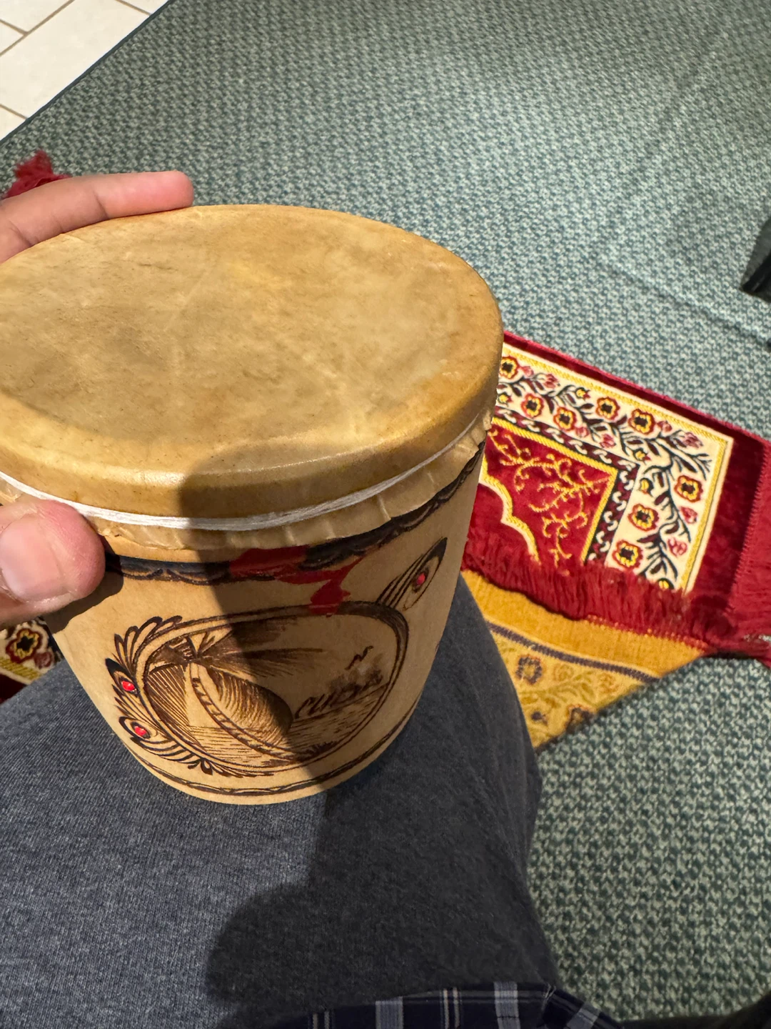 Hand-carved Wooden "Varadero Cuba" Drum