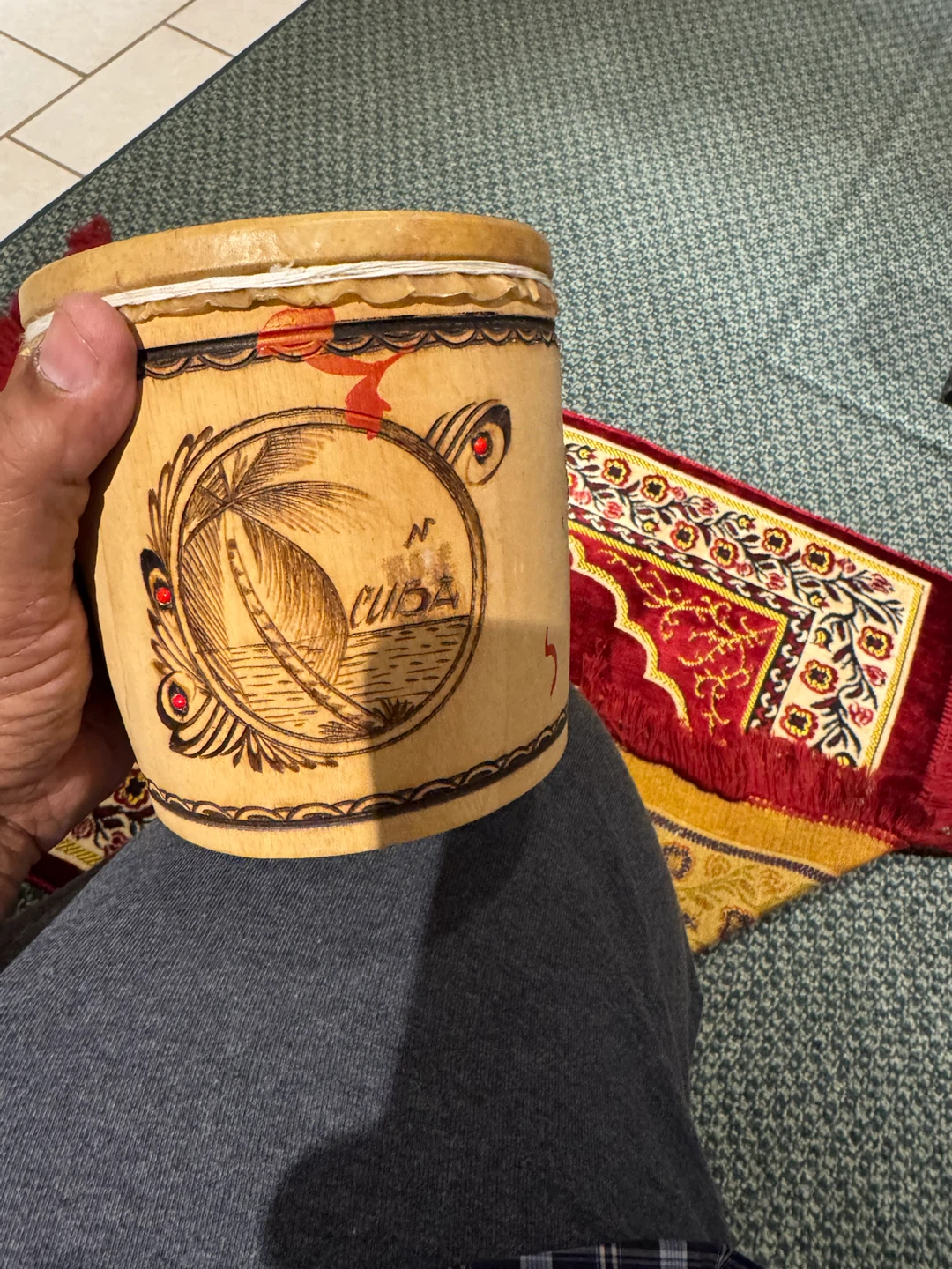 Hand-carved Wooden "Varadero Cuba" Drum - photo 2