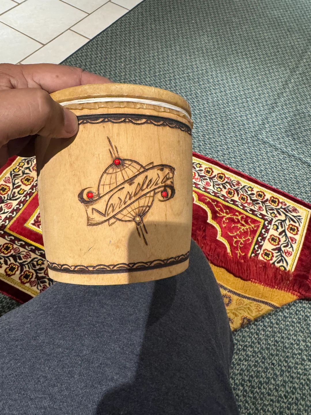 Hand-carved Wooden "Varadero Cuba" Drum - photo 3