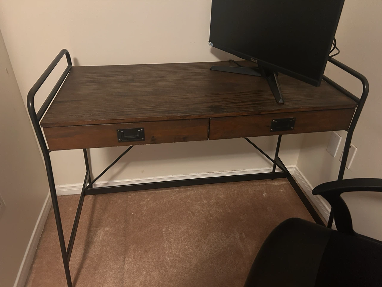 Wooden Desk with Two Drawers