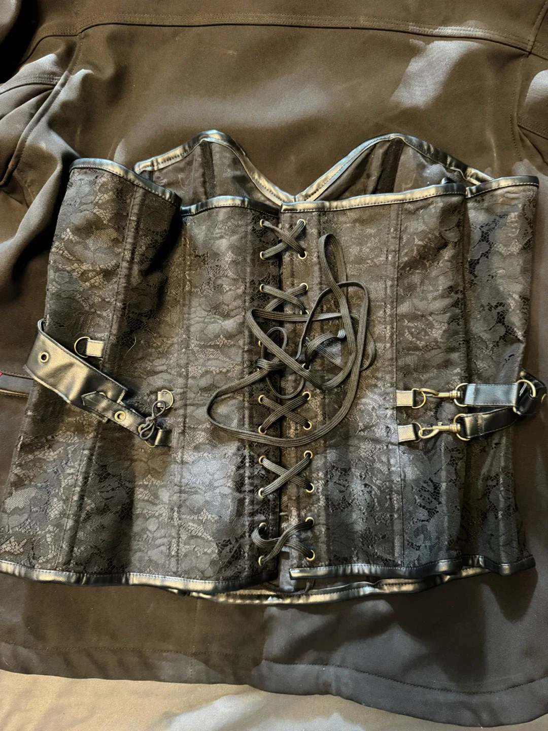 Black Lace Corset with Buckle Details - photo 2
