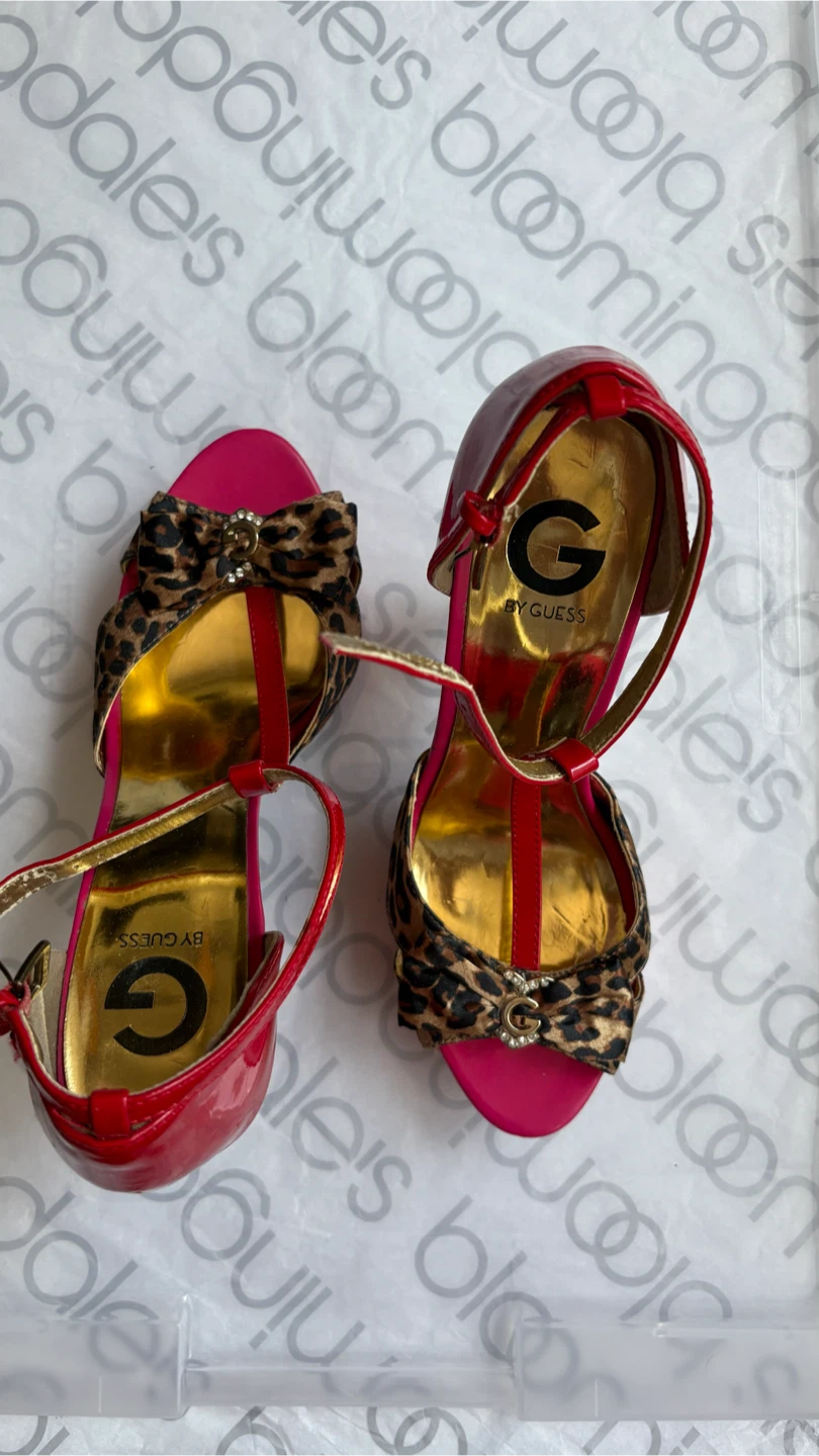 Guess Red Leopard Print Platform Heels