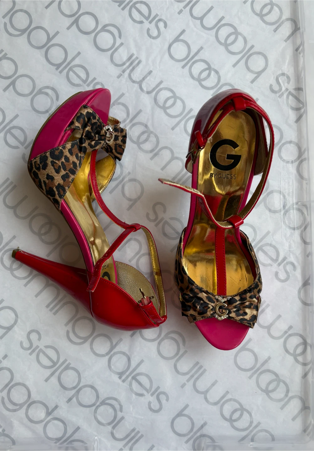 Guess Red Leopard Print Platform Heels - photo 2