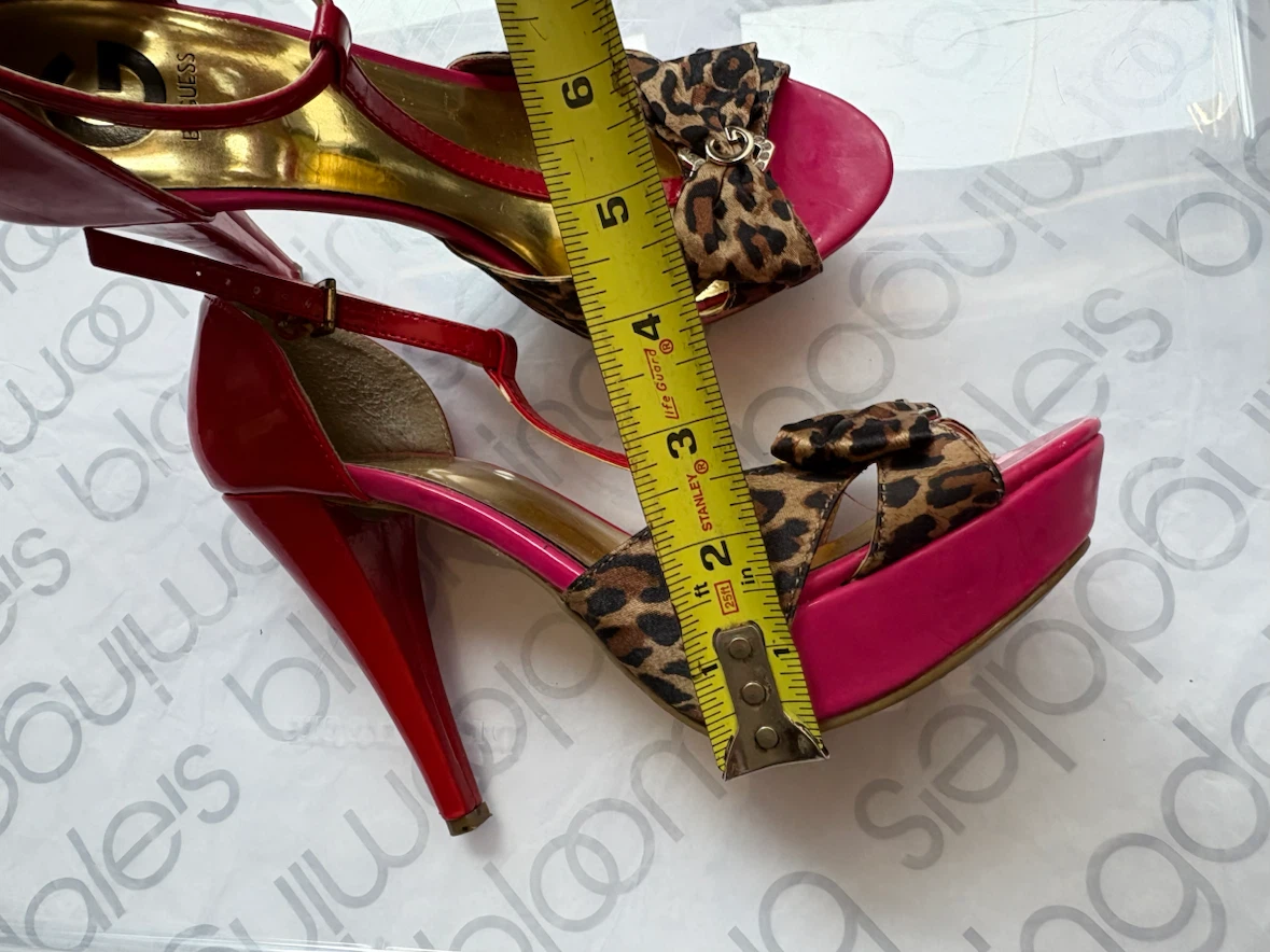 Guess Red Leopard Print Platform Heels - photo 4