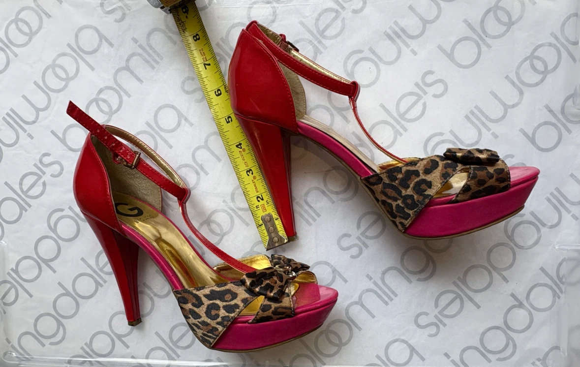 Guess Red Leopard Print Platform Heels - photo 5