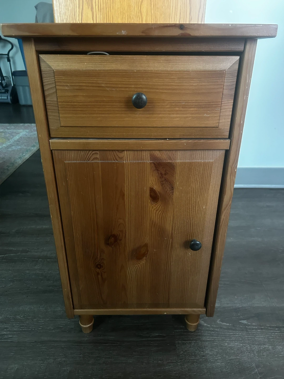 Wooden Nightstand with Drawer and Cabinet