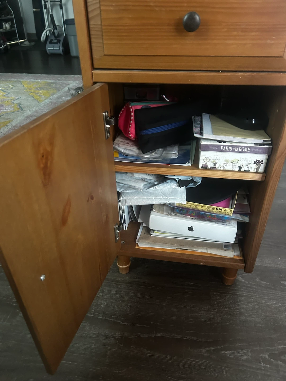 Wooden Nightstand with Drawer and Cabinet - photo 3
