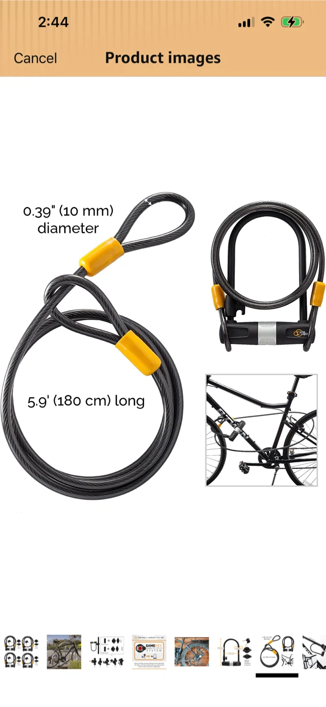 Brand New-Via Velo 5.9' Cable Bike Lock with Mount