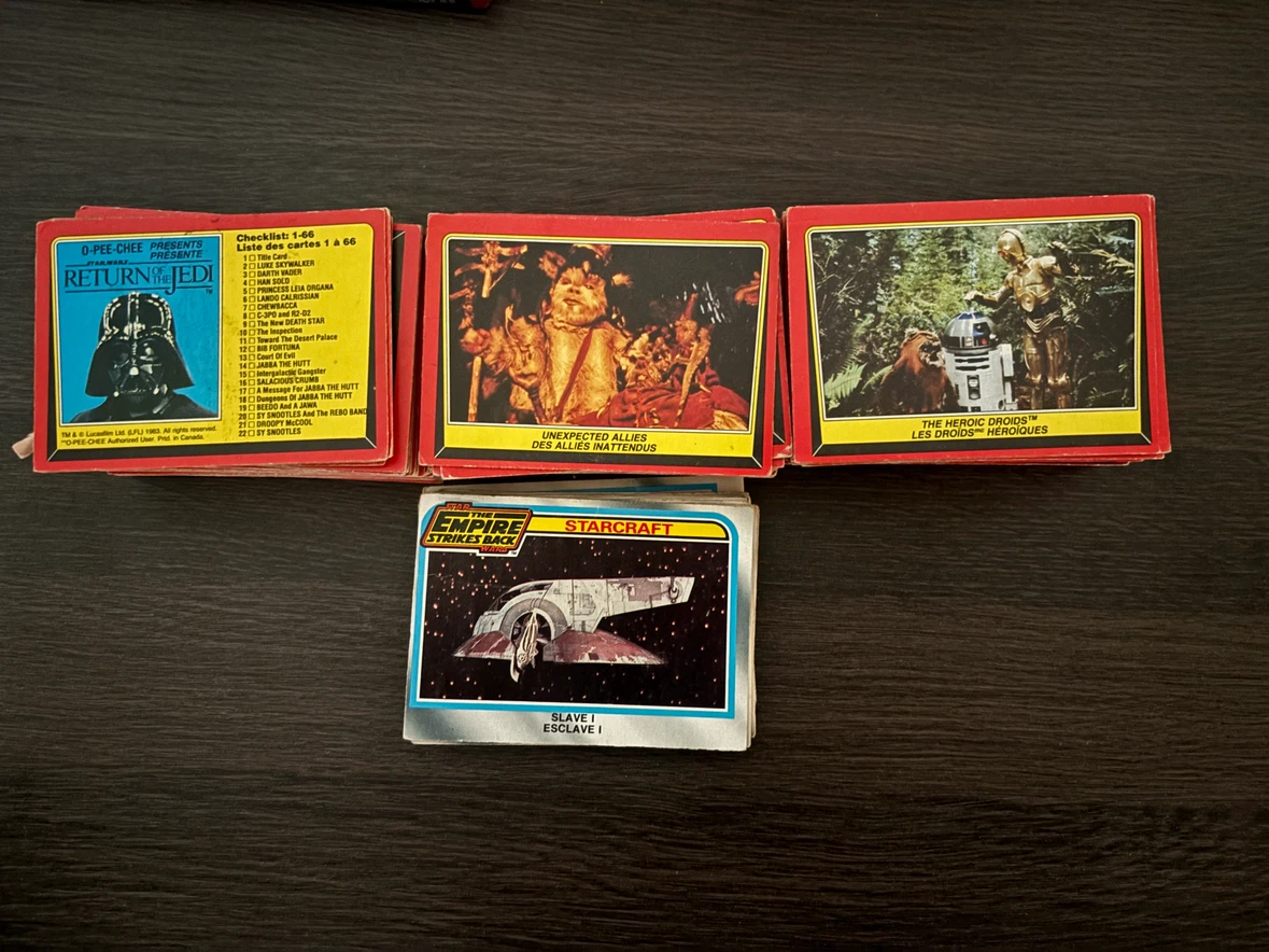 Star Wars return of the Jedi and Empire strikes back cards.