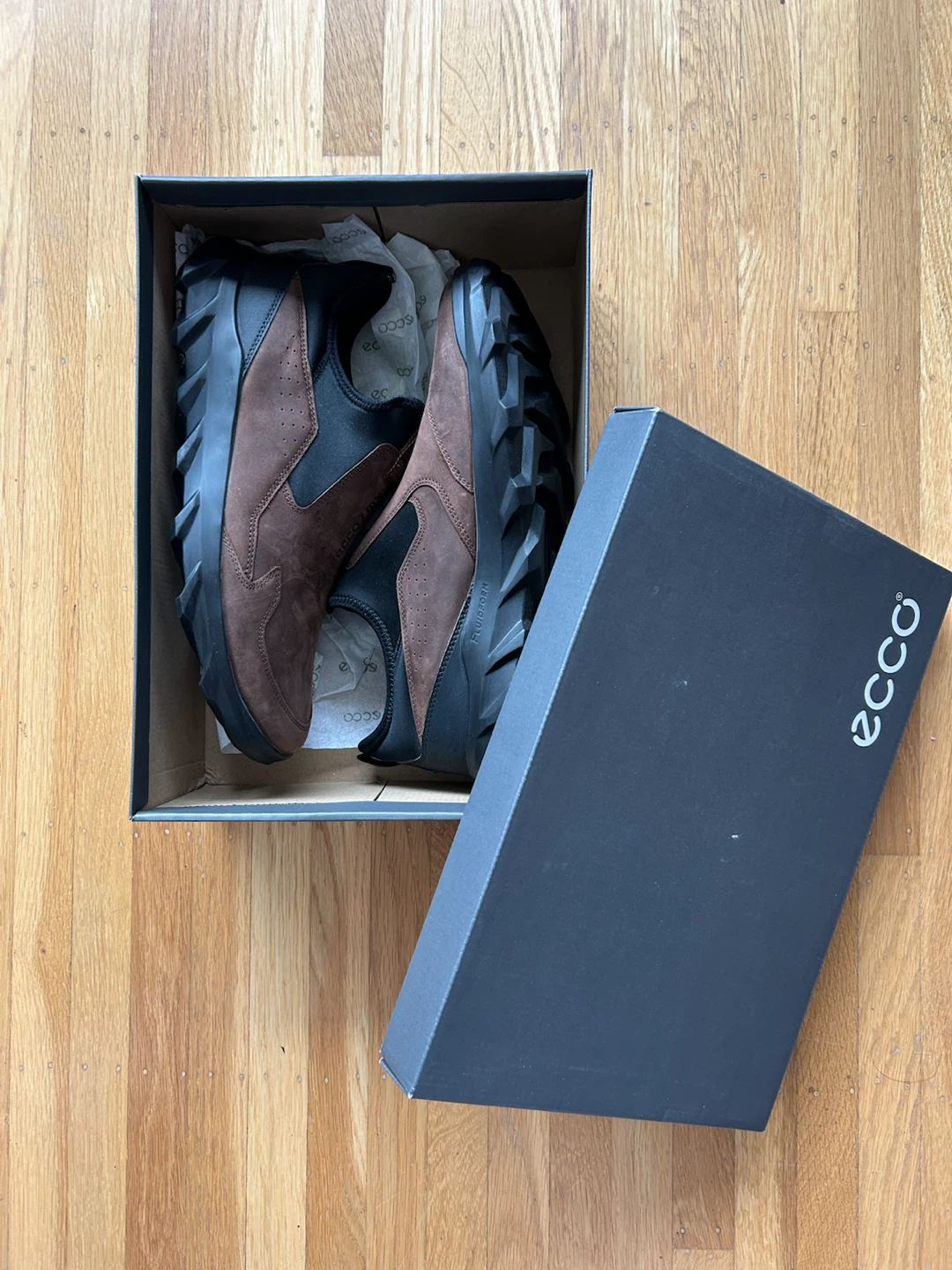 Ecco Brown Leather Slip-On Shoes