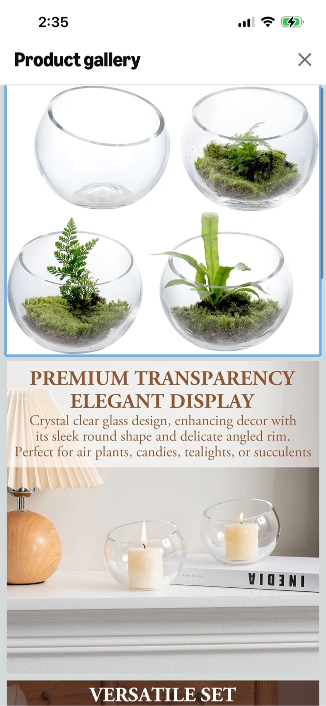 New-Set of 6 Clear Glass Bubble Bowls