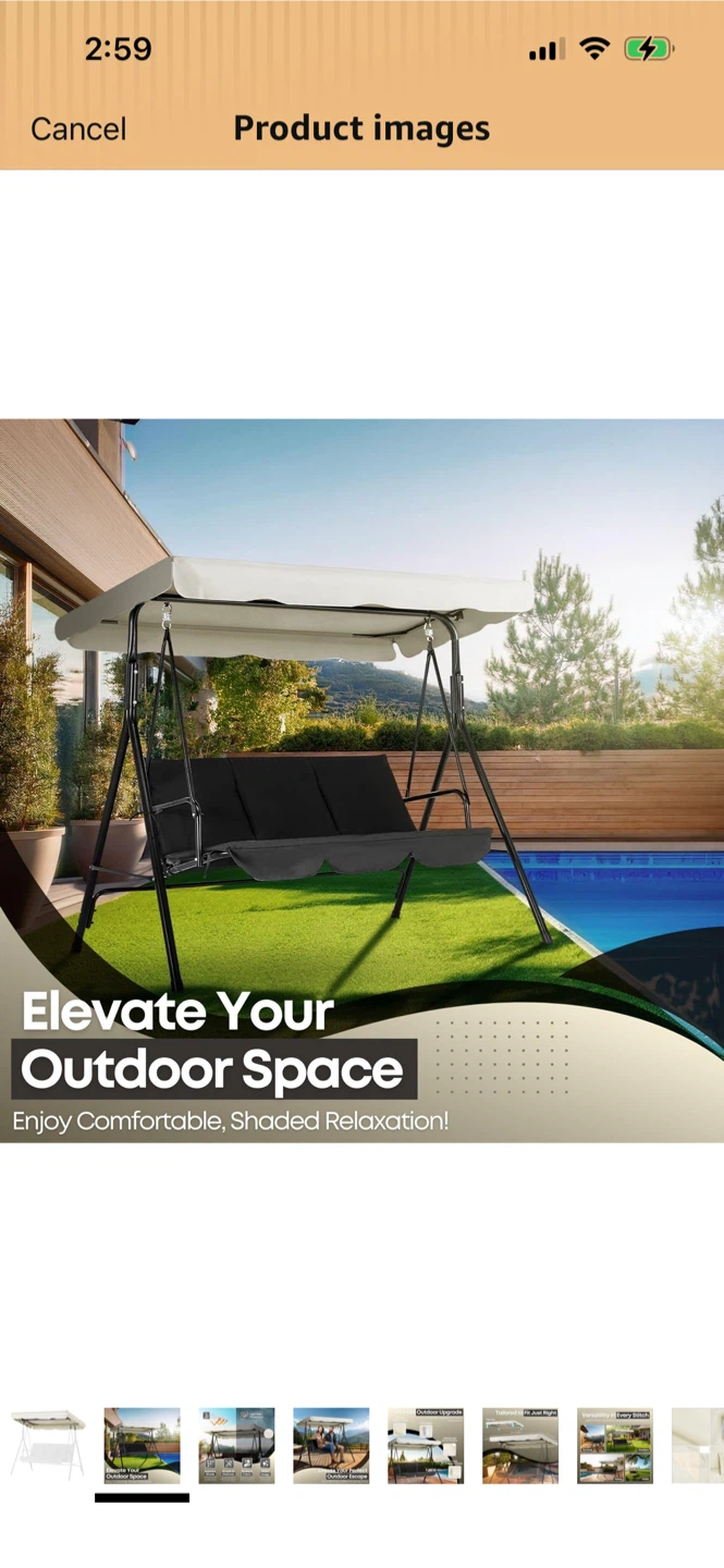New-Outdoor Patio Swing Canopy Replacement Top Cover - photo 2