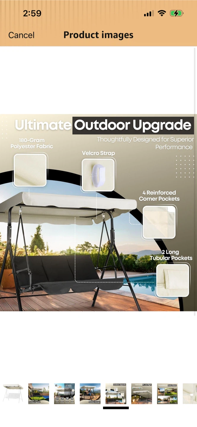 New-Outdoor Patio Swing Canopy Replacement Top Cover - photo 3