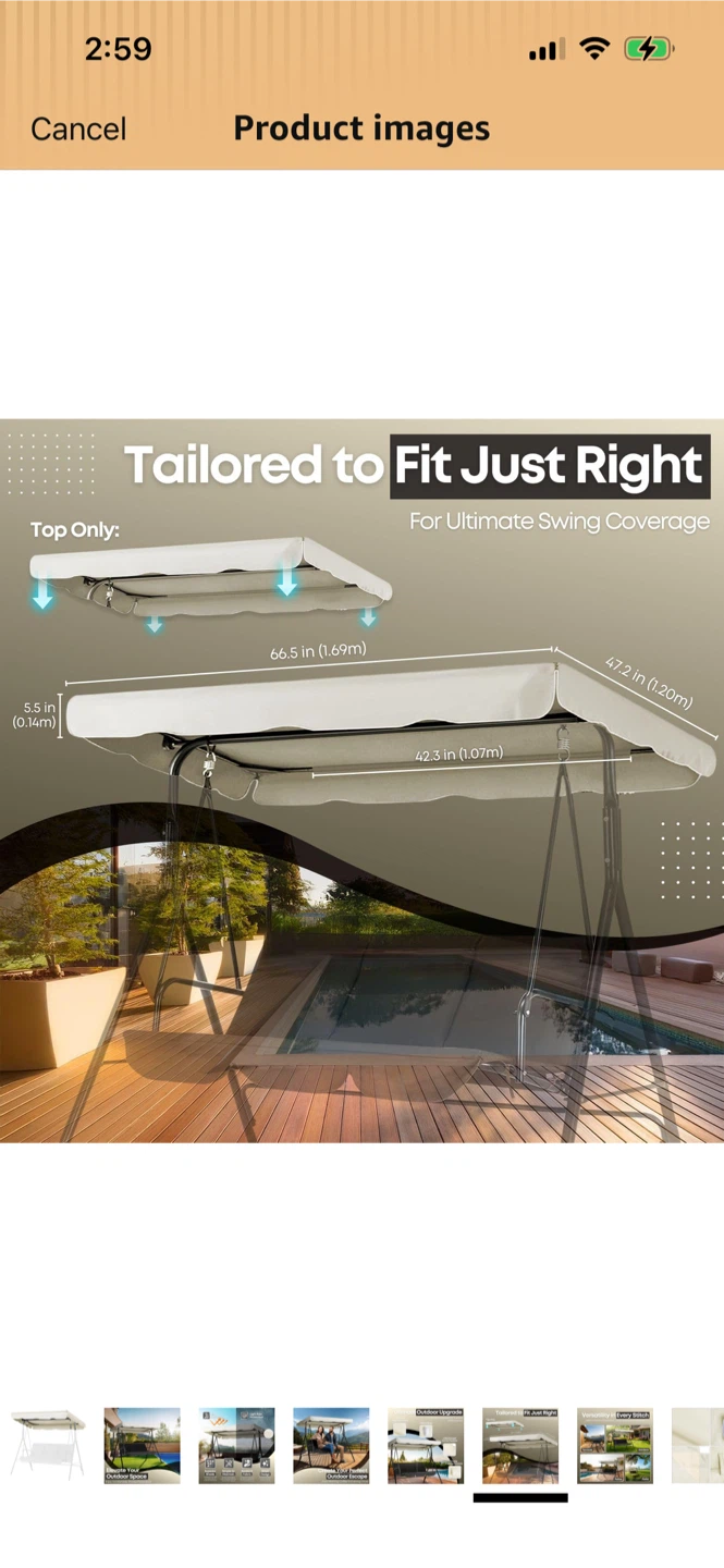 New-Outdoor Patio Swing Canopy Replacement Top Cover - photo 4
