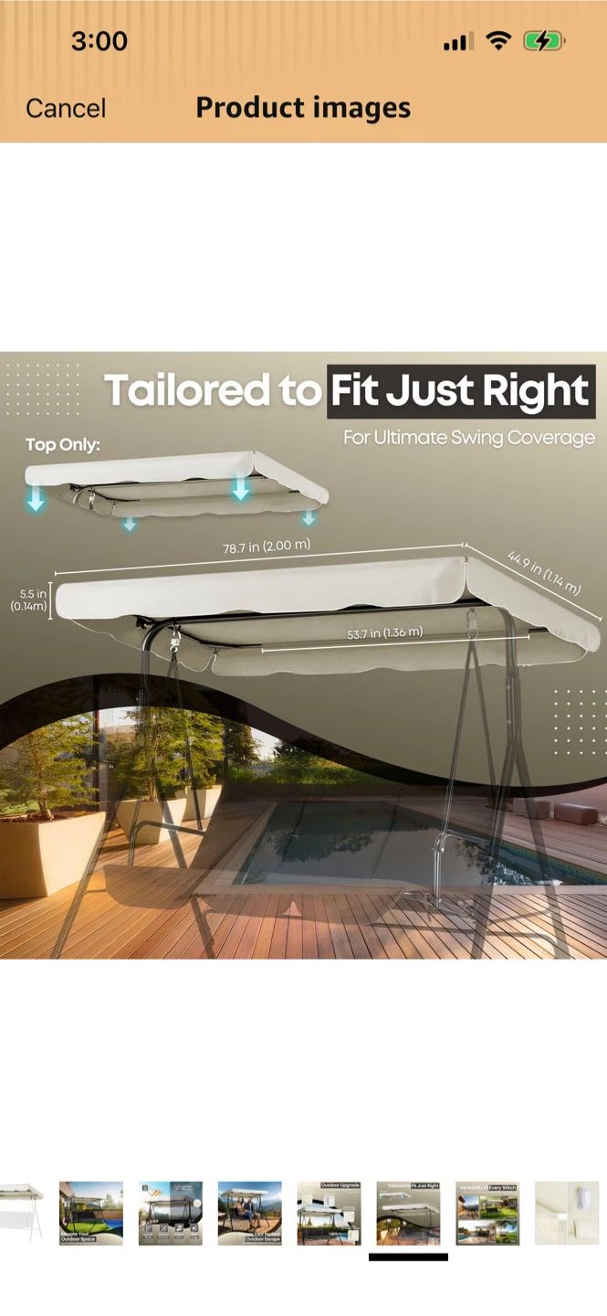 New-Outdoor Patio Swing Canopy Replacement Top Cover - photo 5