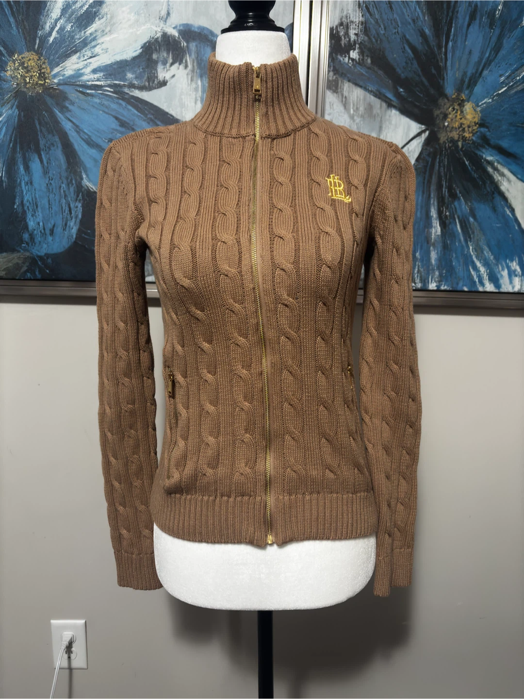Ralph Lauren Cable Knit Zip-Up Sweater