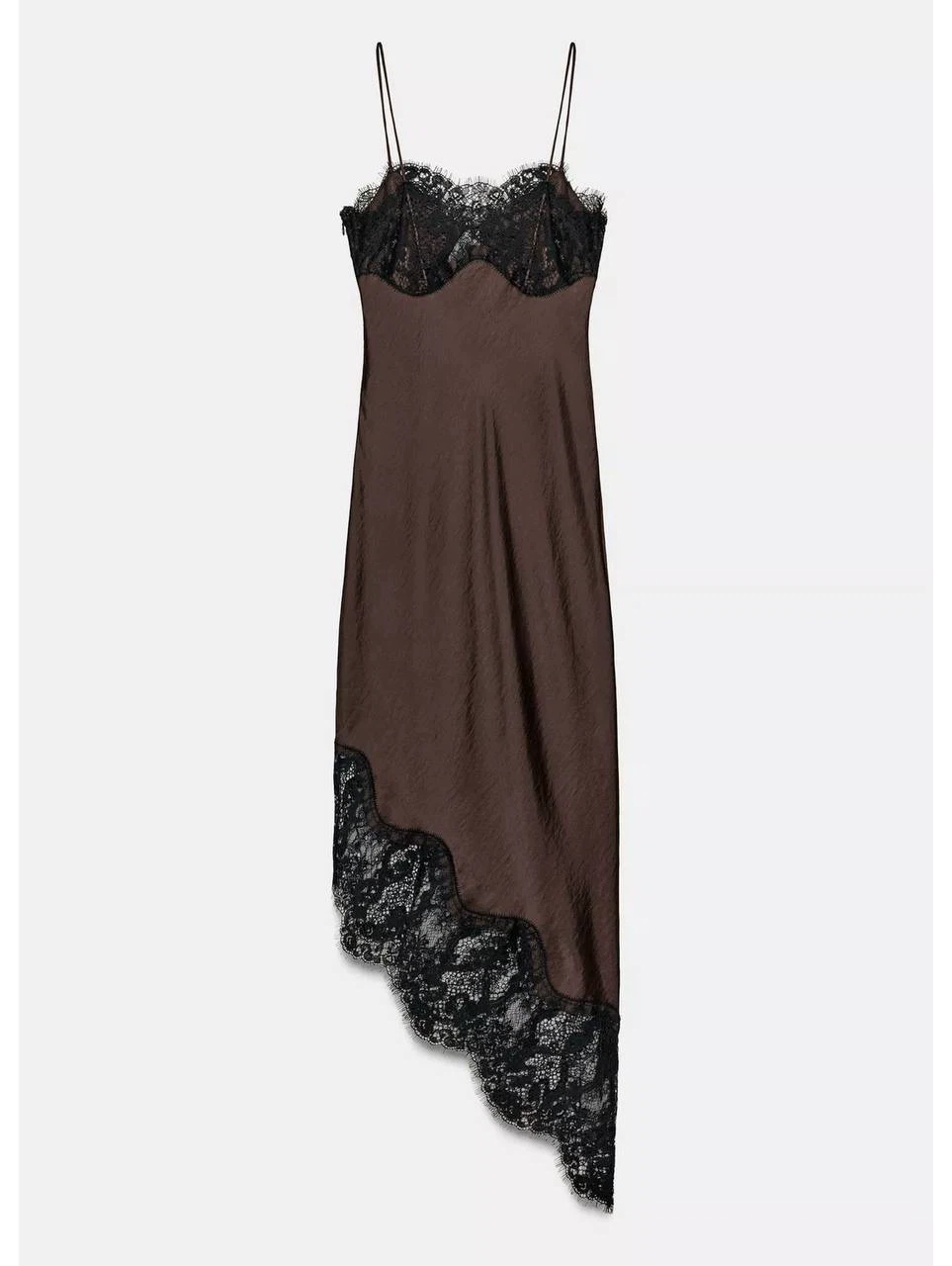 ZARA Asymmetric Satin Lace Dress – Size S (New Collection) - photo 3