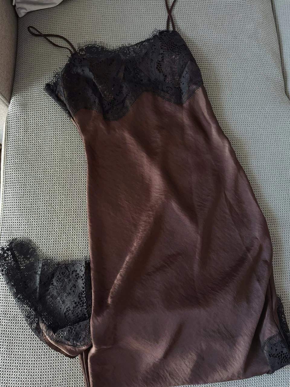 ZARA Asymmetric Satin Lace Dress – Size S (New Collection) - photo 4