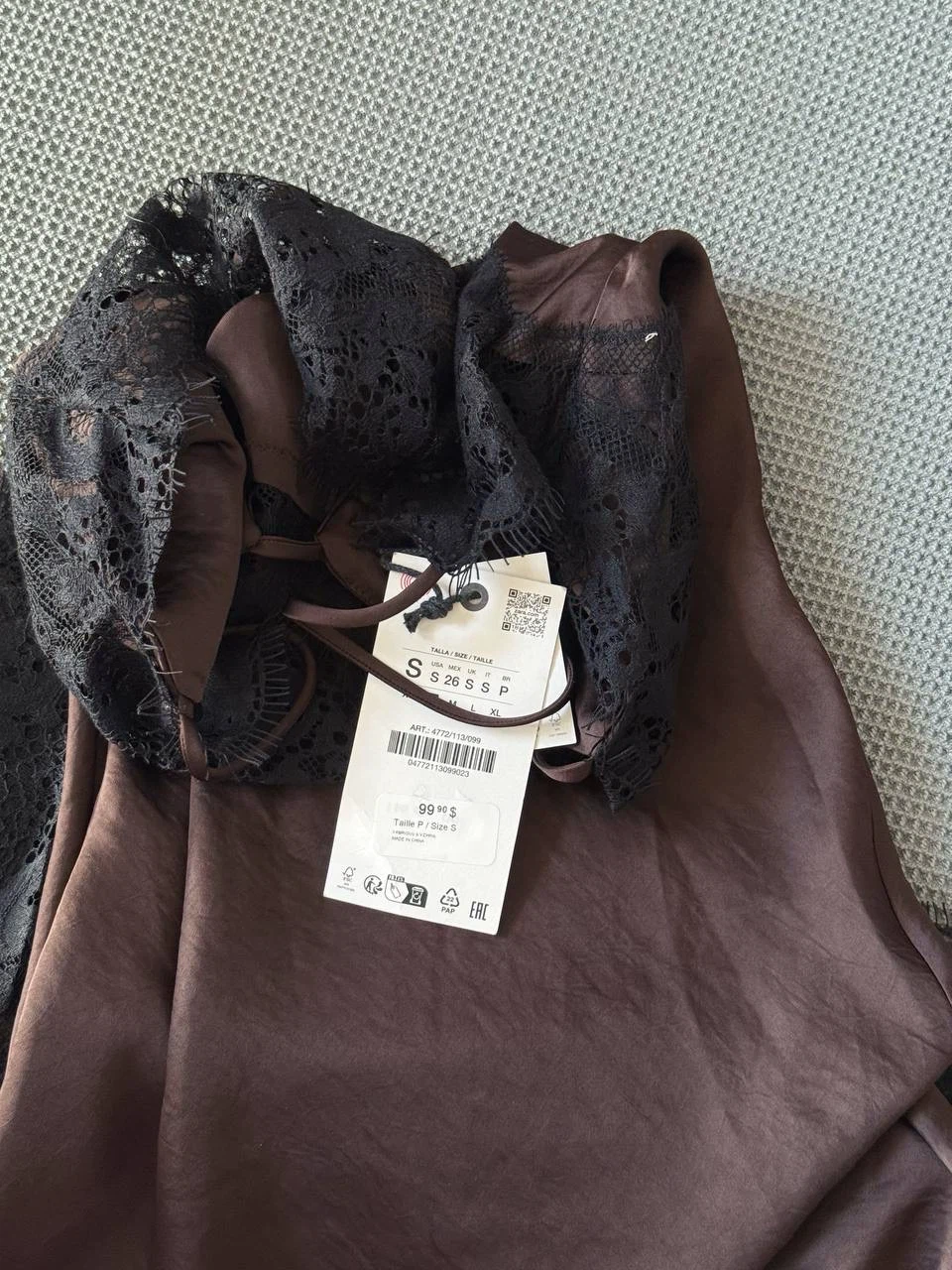 ZARA Asymmetric Satin Lace Dress – Size S (New Collection) - photo 5