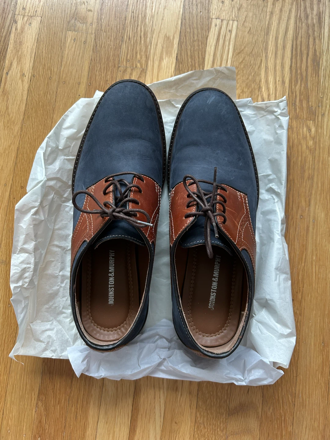 Johnston & Murphy Blue & Brown Saddle Shoes