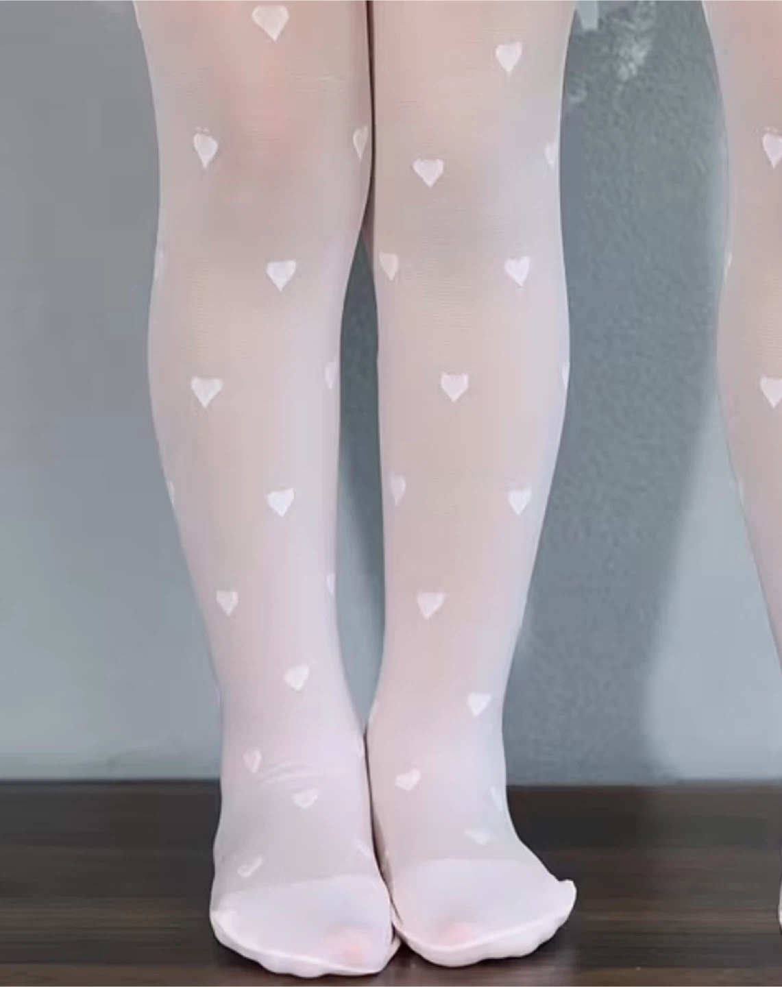 Kids White Tights Hearts