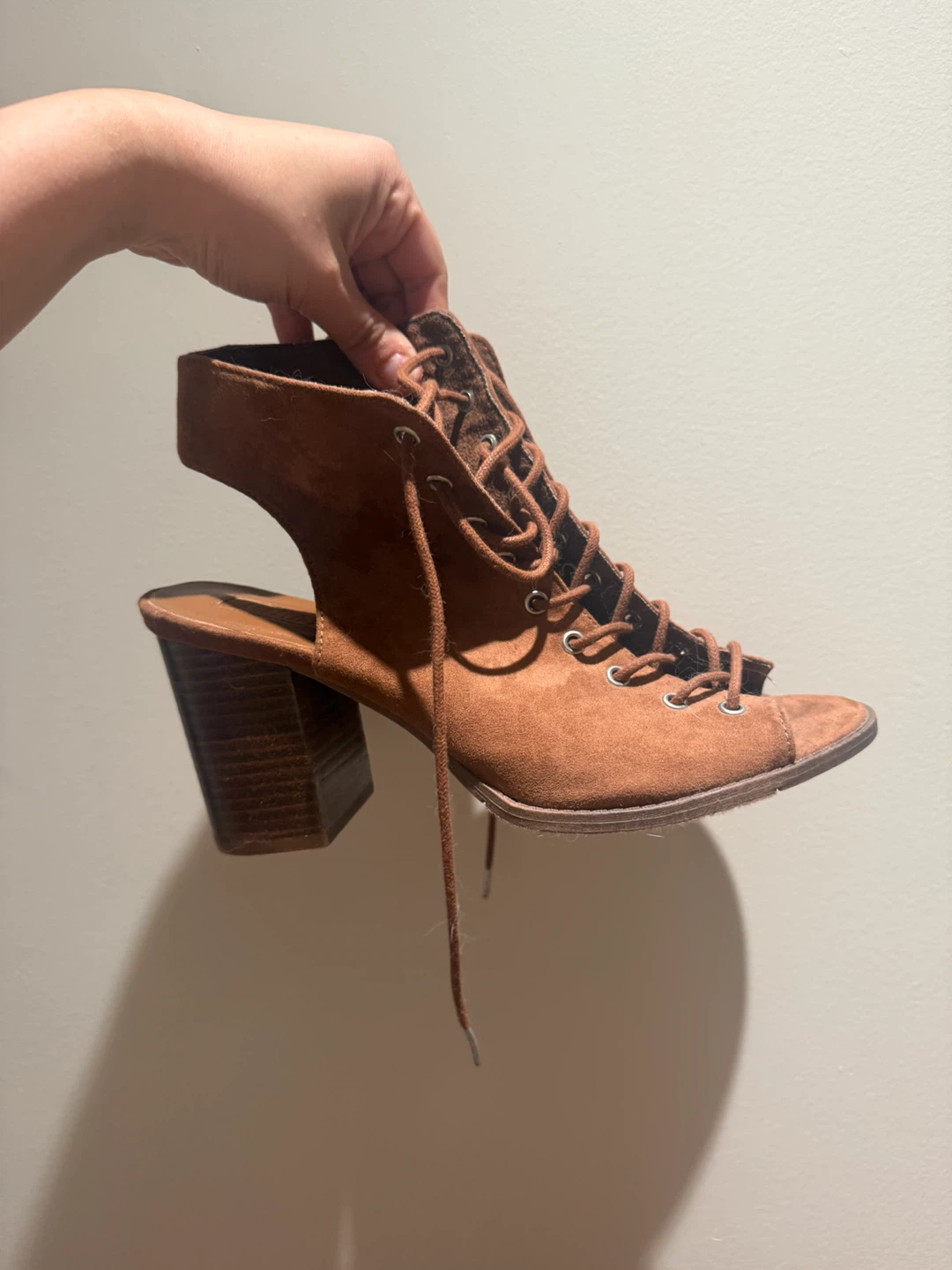 Brown Lace-up Booties - Size 9