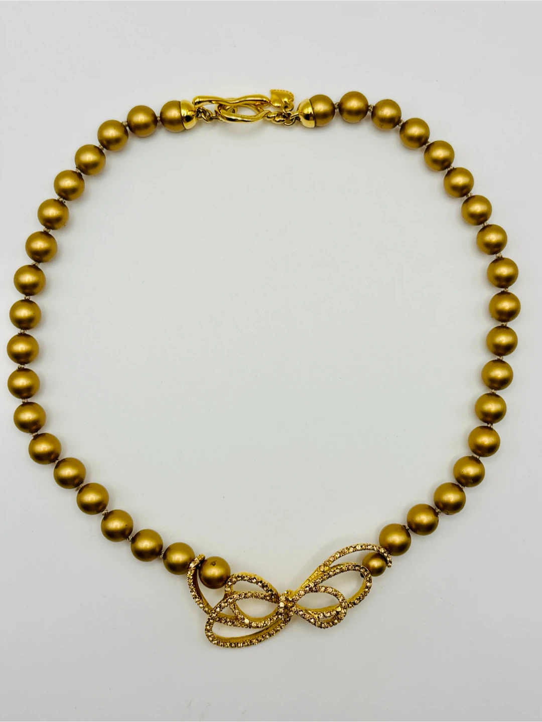 Carolee pearl necklace with rhinestone bow - photo 2