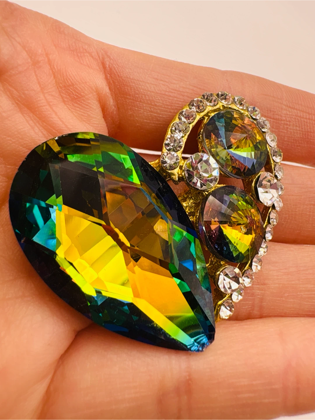 Large Crystal Heart Brooch - photo 3
