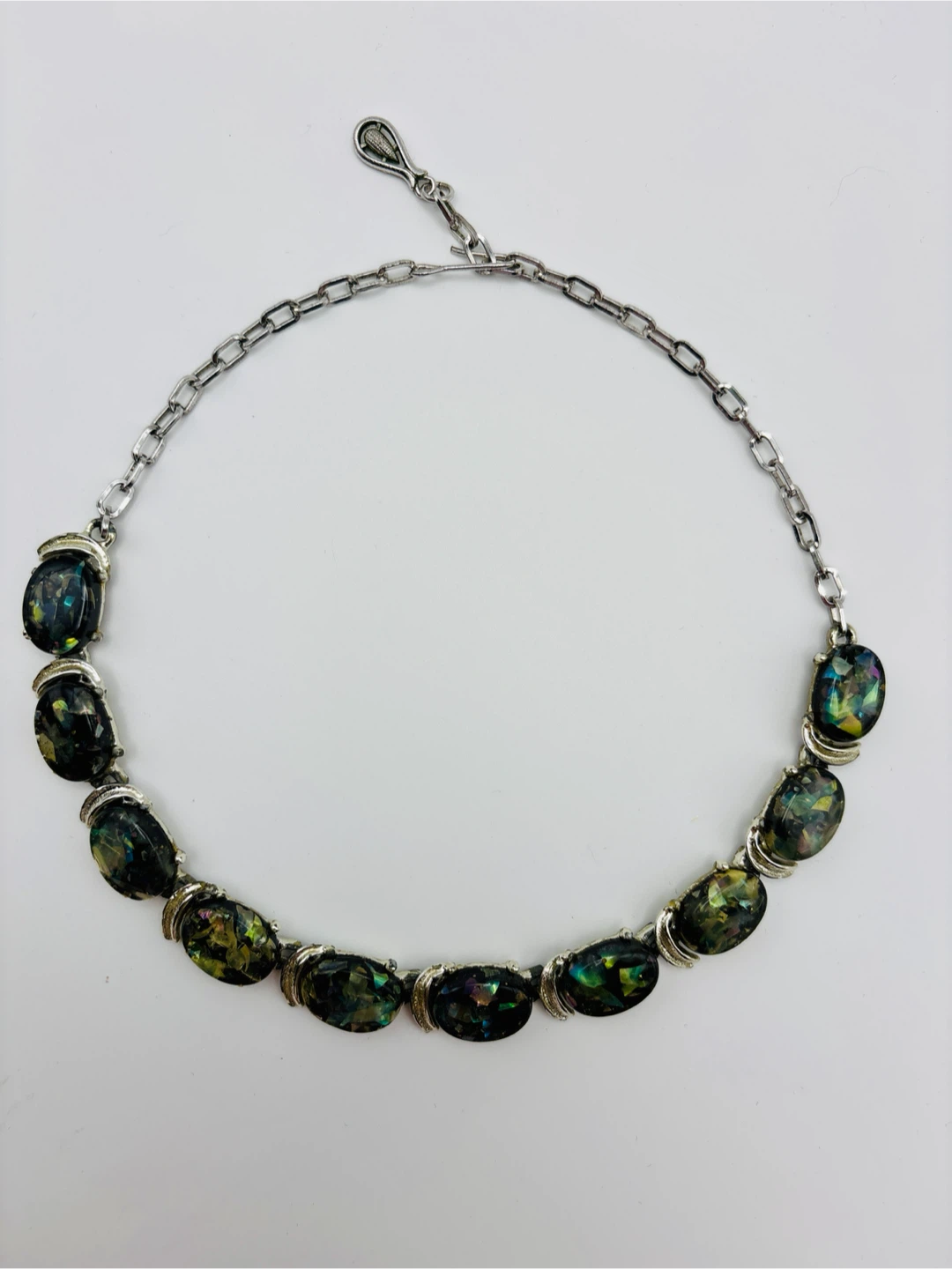 *READ* Coro Faux Amber Glass Silver-Tone Necklace