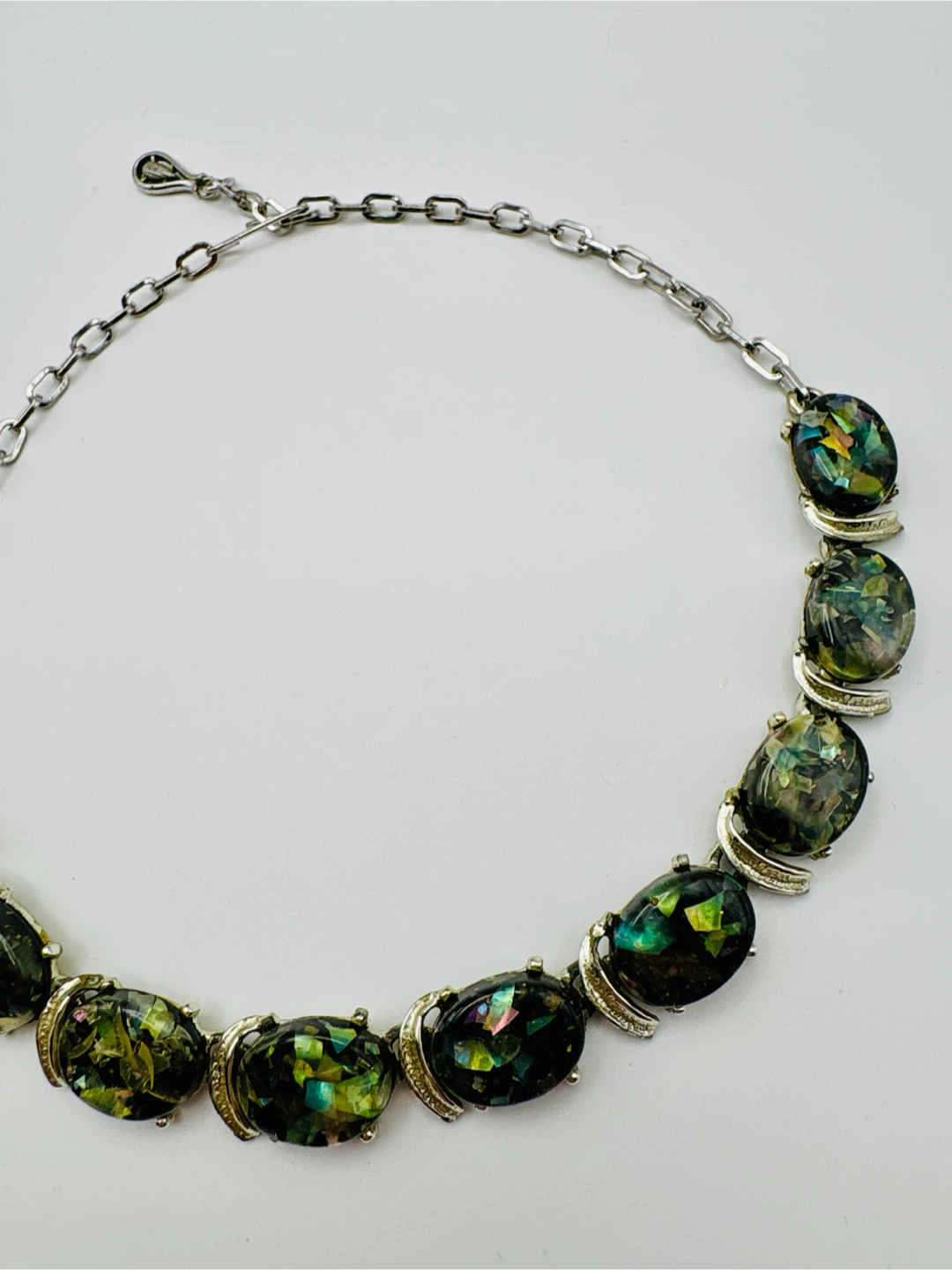 *READ* Coro Faux Amber Glass Silver-Tone Necklace - photo 5