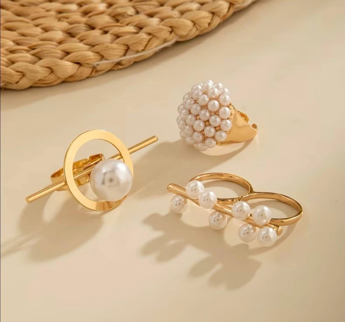 Elegant Pearl Ring Set – 3 Pieces - photo 5