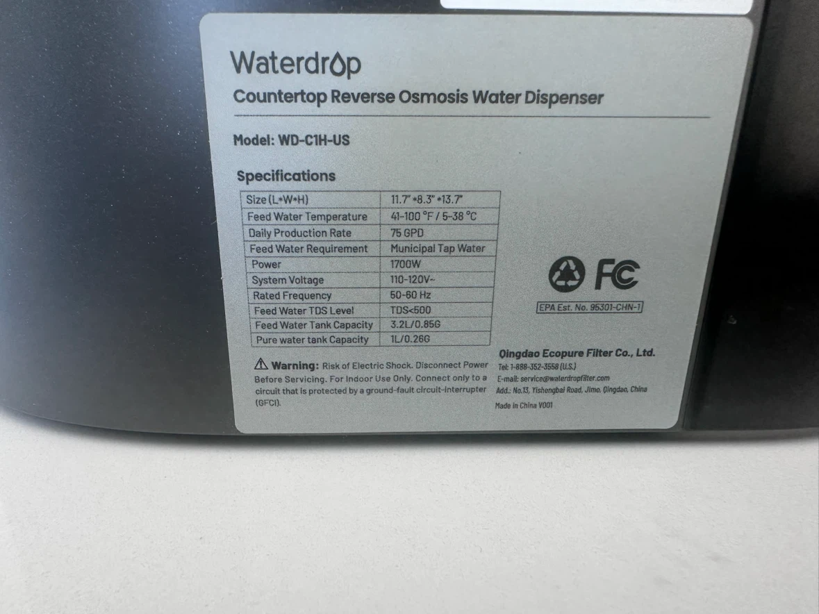 Waterdrop Countertop Reverse Osmosis Water Dispenser WD-CIH-US - photo 3