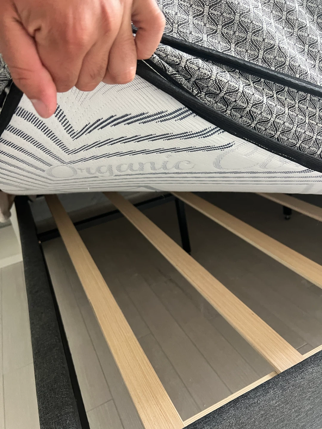 Grey Upholstered Queen Bed Frame with Headboard - photo 3