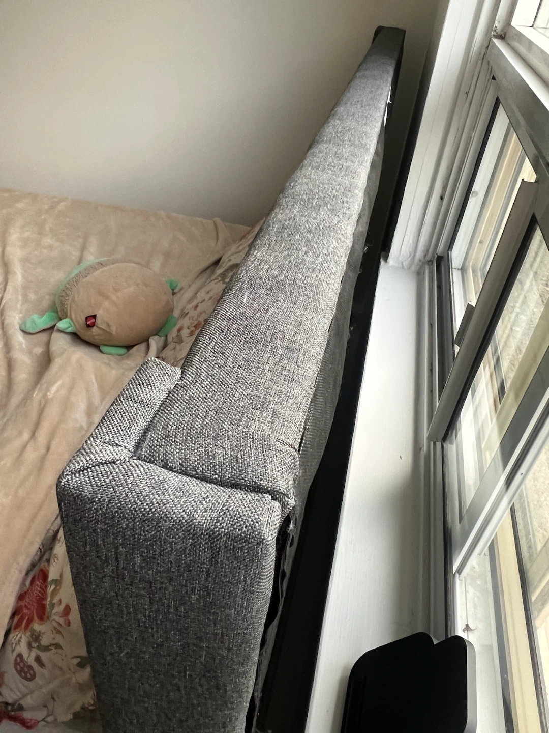 Grey Upholstered Queen Bed Frame with Headboard - photo 4