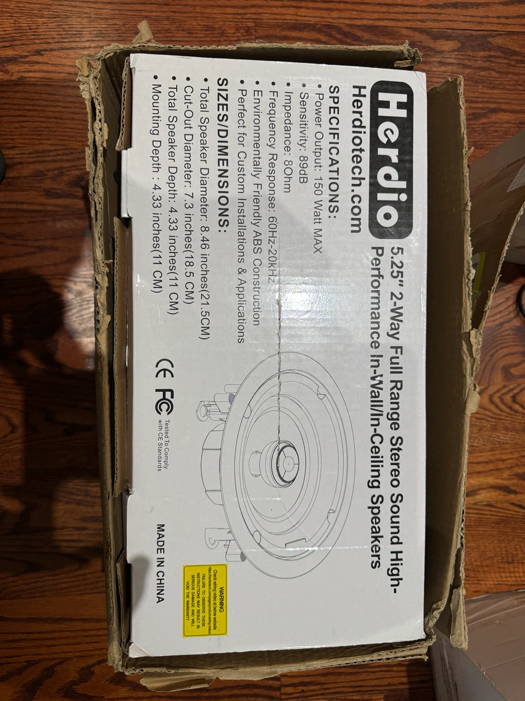 Herdio 5.25” In-Ceiling / In-Wall Speakers – New