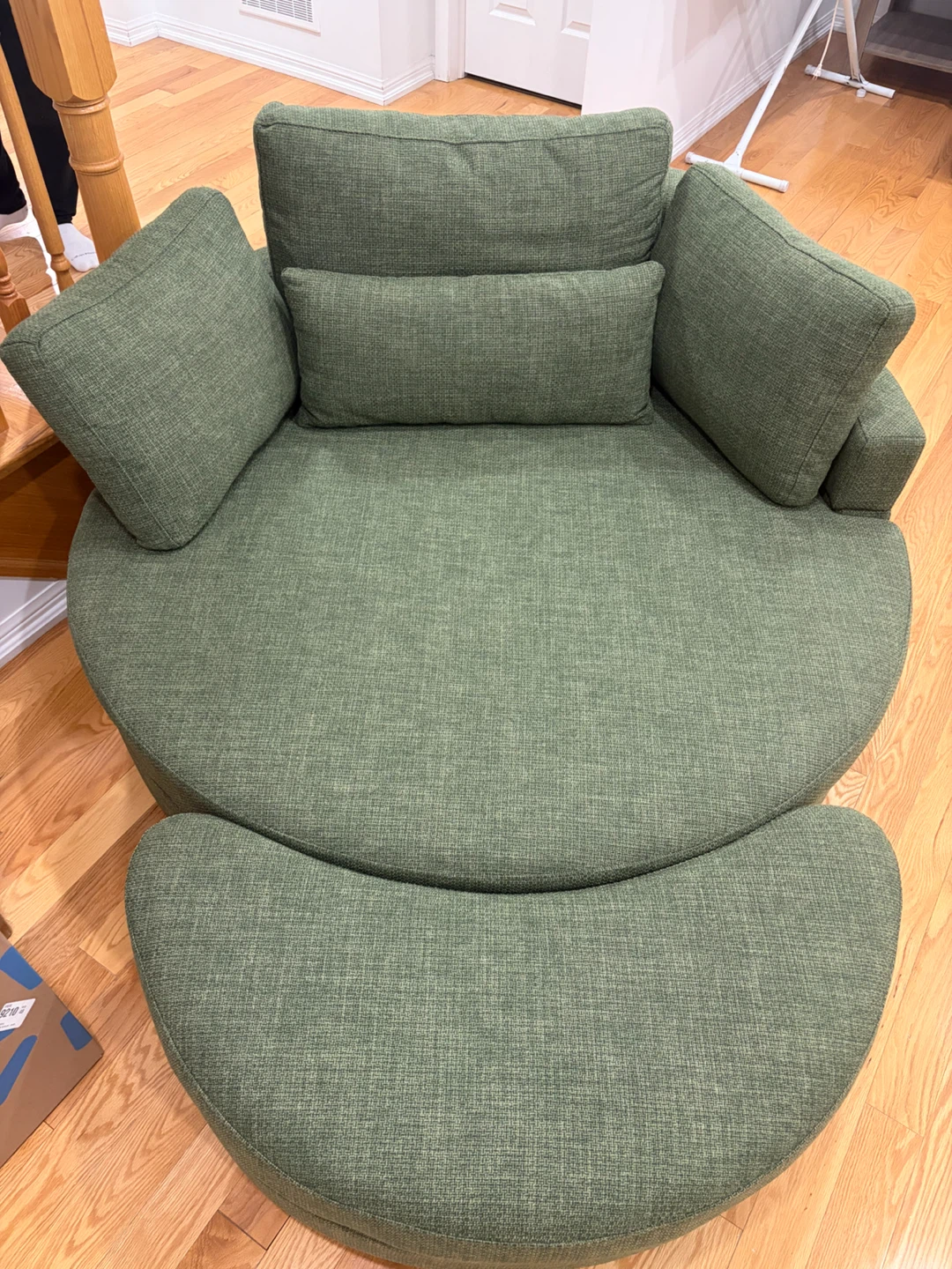 Green Swivel Chair with Ottoman