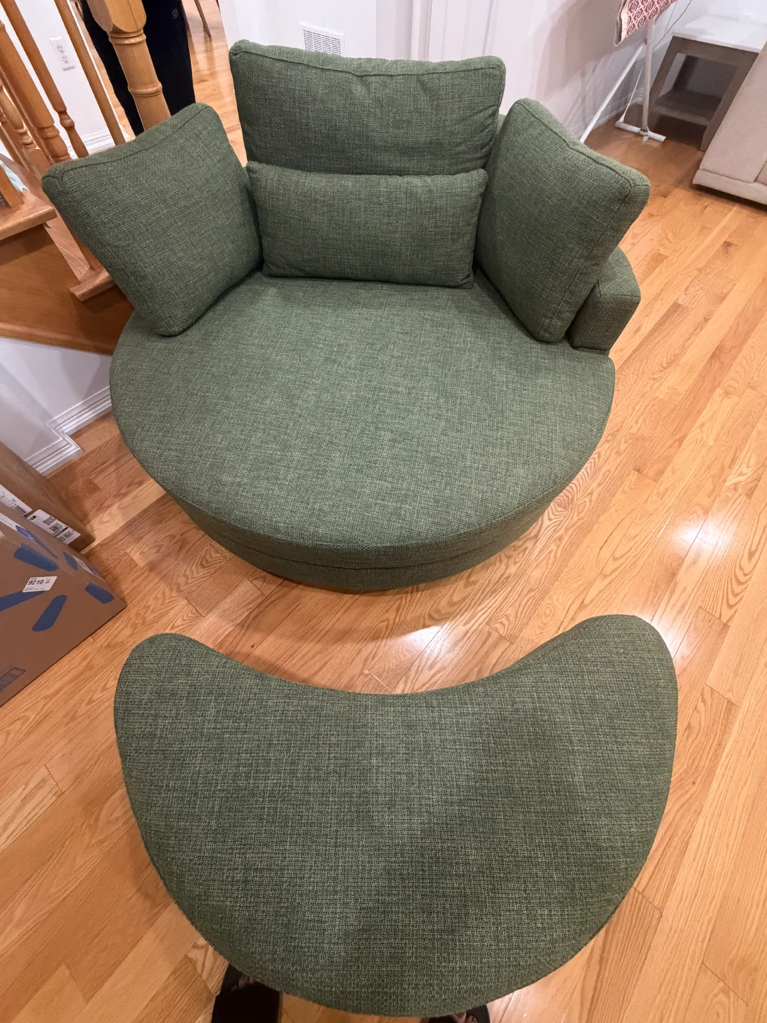 Green Swivel Chair with Ottoman - photo 2