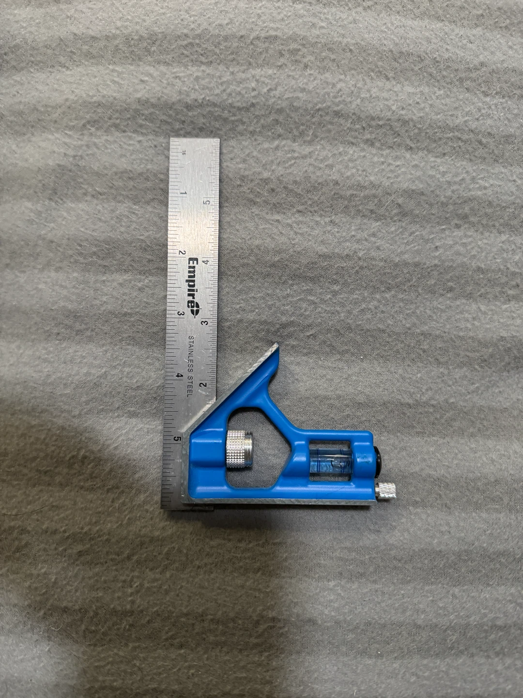 Blue Combination Square Tool with Spirit Level