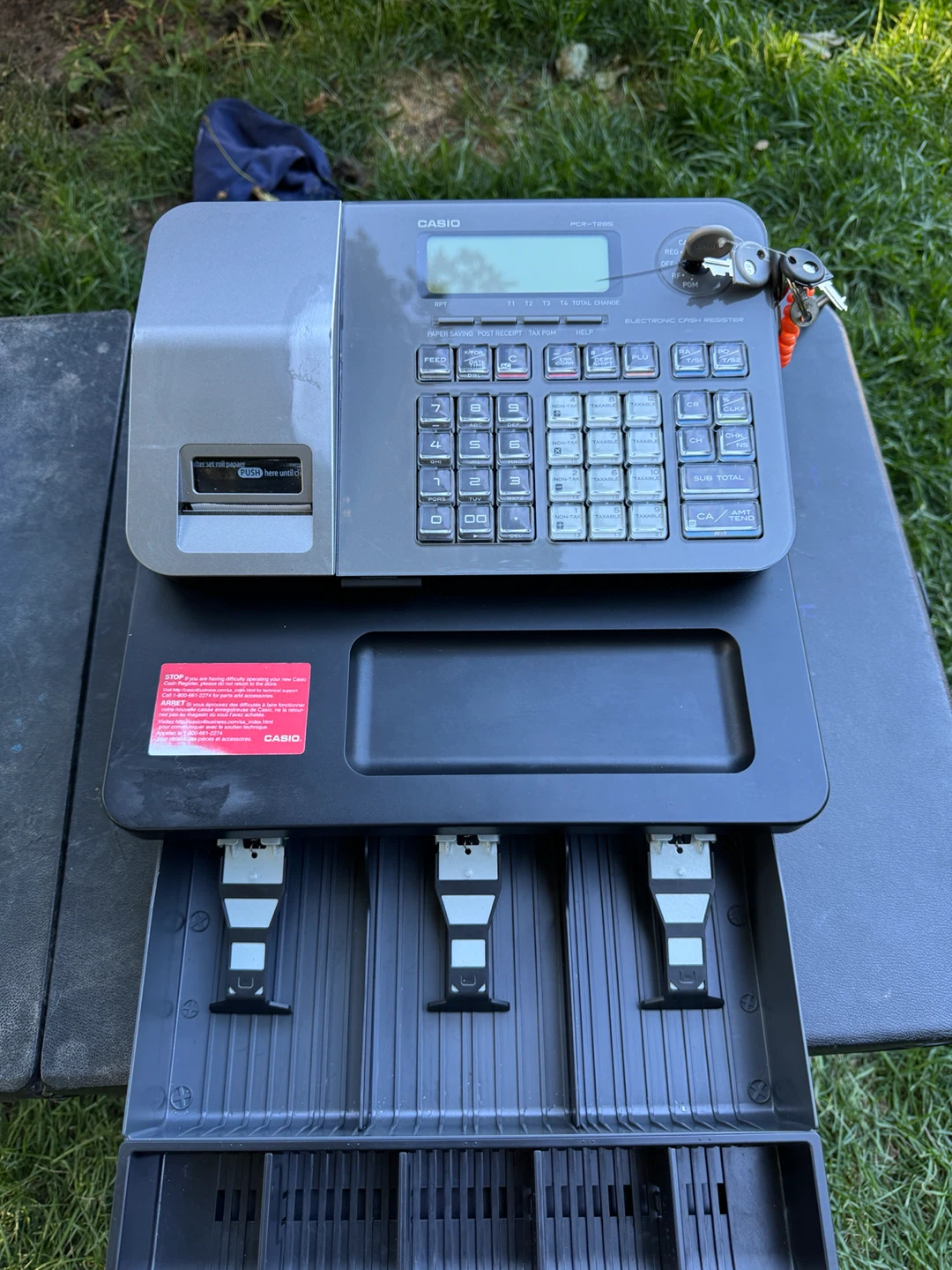 Casio PCR-T285 Electronic Cash Register with Keys & Original Box