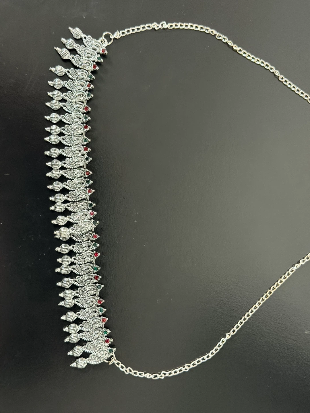 Mataji Silver Oxidized Necklace and Earrings Set - photo 4